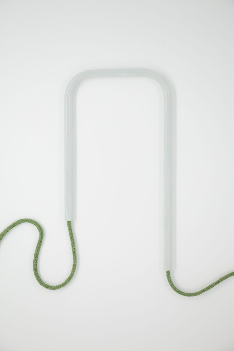 Front view of Frosted Thyme glass self-watering insert on a clean white background showing its soft sage green and frosted white finish.