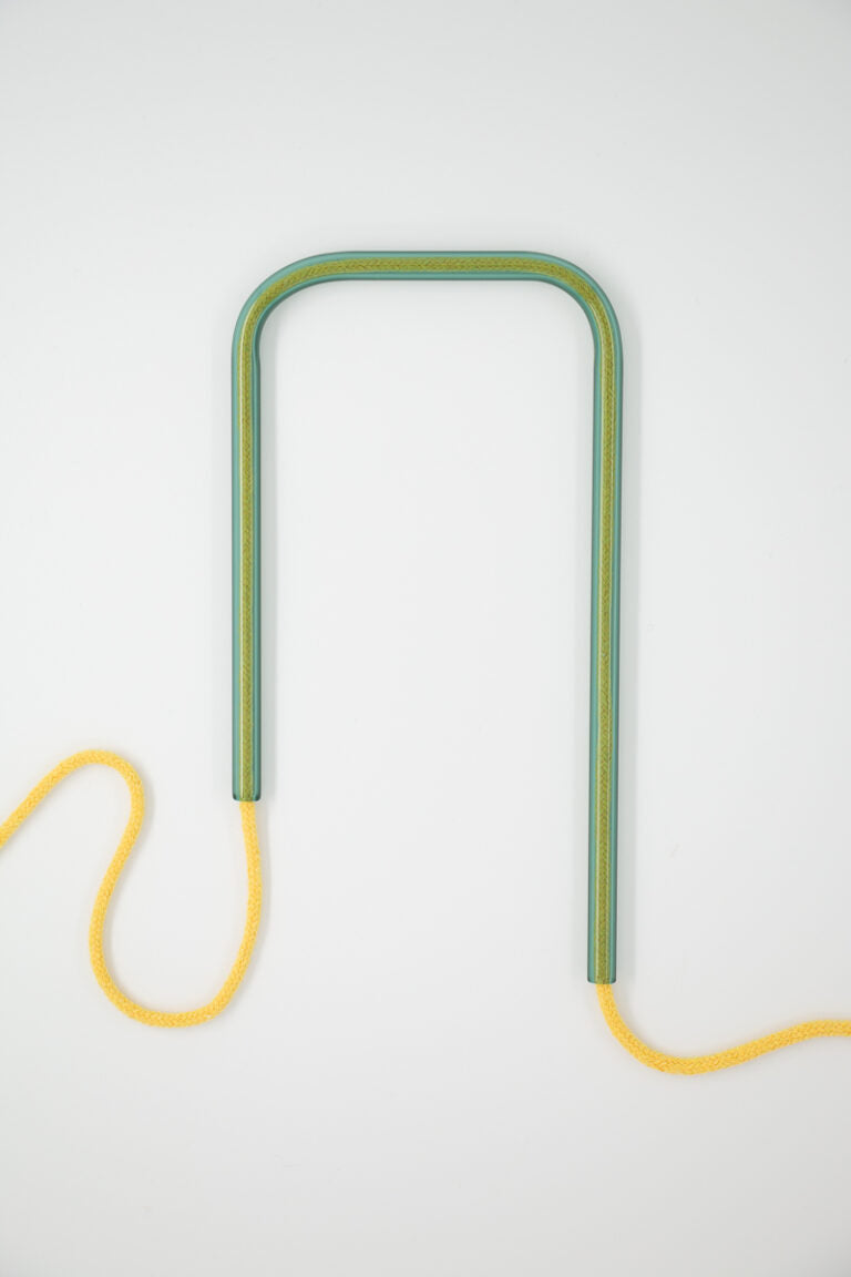 Front view of Lush Lemon glass self-watering insert on a clean white background showing its zesty yellow and vibrant green glass pattern.